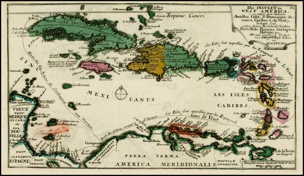 88-Caribbean Map By Christian Friedrich von der Heiden