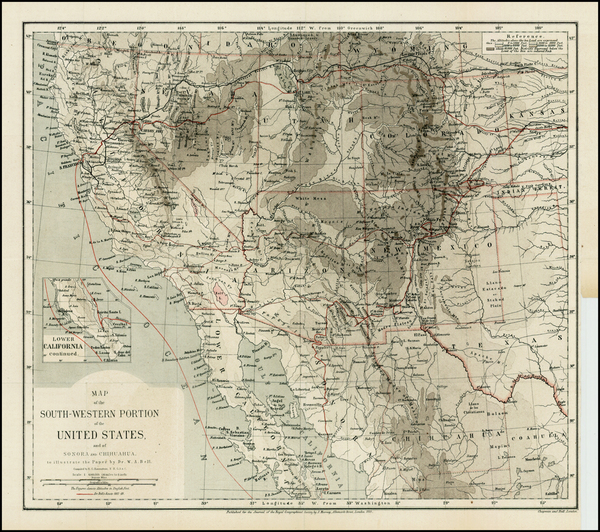 14-Plains, Southwest, Rocky Mountains, Mexico, Baja California and California Map By Royal Geograp