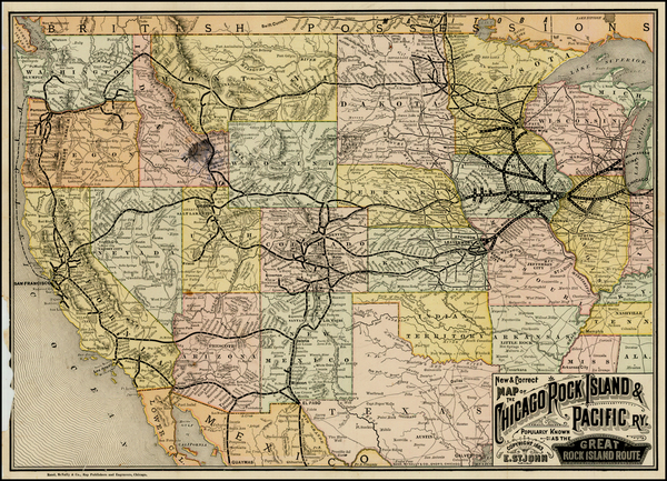 2-United States, Midwest, Plains, Southwest and Rocky Mountains Map By Rand McNally & Company