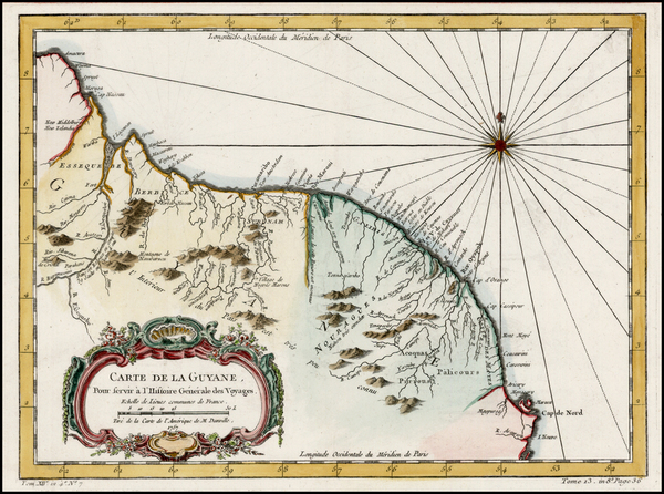 5-South America and Guianas & Suriname Map By Jacques Nicolas Bellin