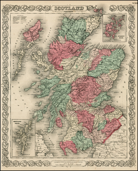 15-Scotland Map By Joseph Hutchins Colton