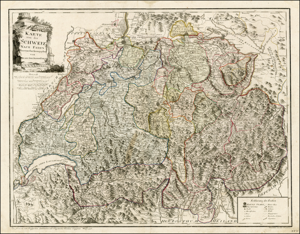 25-Switzerland Map By Franz Johann Joseph von Reilly