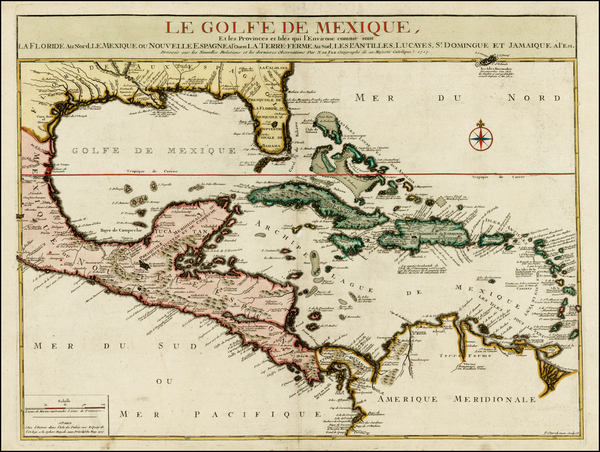 15-Florida, South, Southeast, Texas and Caribbean Map By Nicolas de Fer