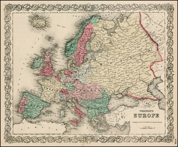 70-Europe and Europe Map By Joseph Hutchins Colton