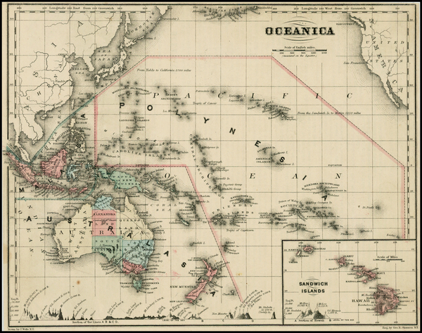 71-Hawaii, Australia & Oceania, Oceania and Hawaii Map By William McNally