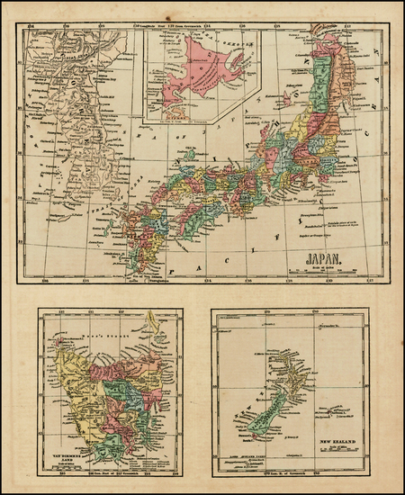 73-Japan, Australia and New Zealand Map By Sidney Morse