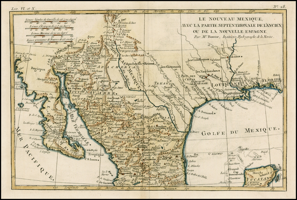 80-Texas, Southwest, Mexico and Baja California Map By Rigobert Bonne