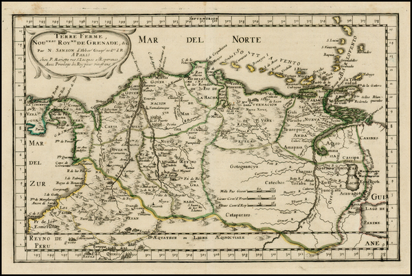 58-Caribbean, Central America and South America Map By Nicolas Sanson