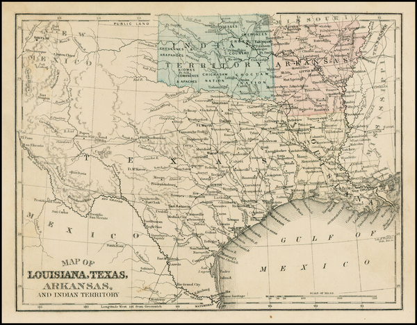 39-South, Texas and Plains Map By Samuel Augustus Mitchell