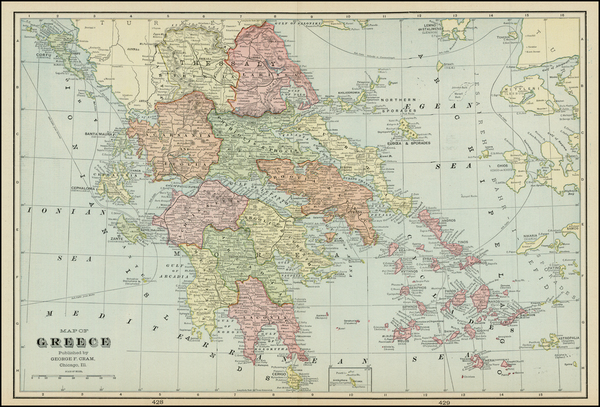 39-Greece Map By George F. Cram