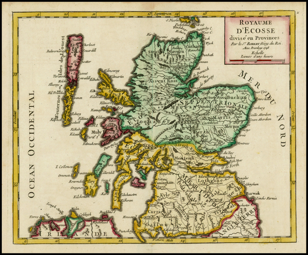38-Scotland Map By Gilles Robert de Vaugondy