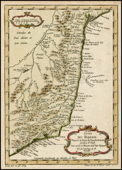 88-Brazil Map By Jacques Nicolas Bellin