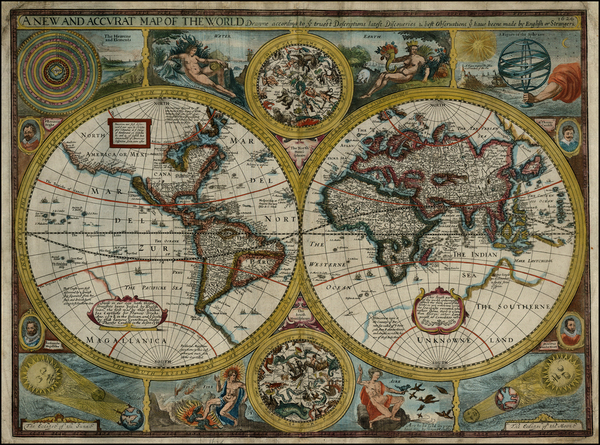 95-World, World and Celestial Maps Map By John Speed