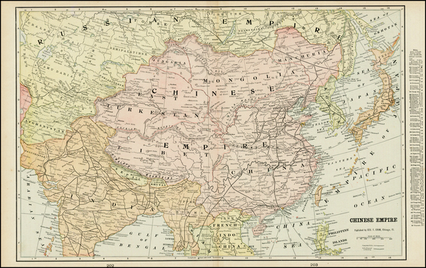 13-China, Japan, Korea, India, Central Asia & Caucasus and Russia in Asia Map By George F. Cra