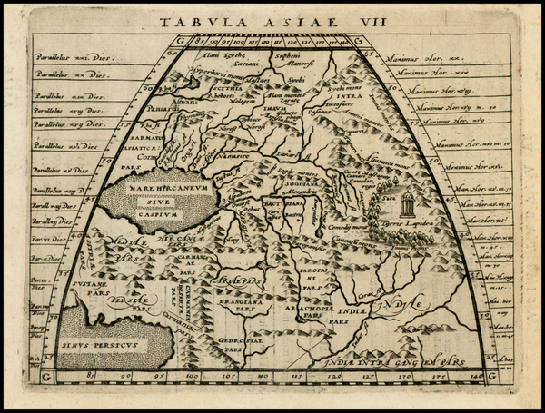 88-Central Asia & Caucasus, Middle East and Russia in Asia Map By Giovanni Antonio Magini