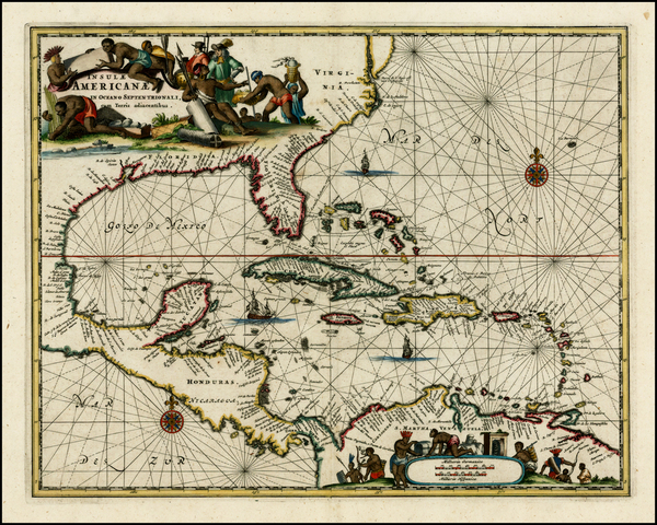 100-South, Southeast, Caribbean and Central America Map By John Ogilby