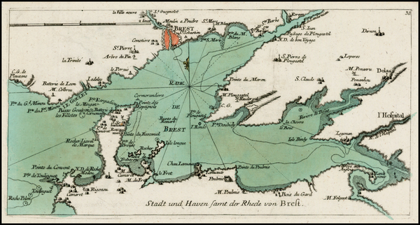 68-France Map By Christian Friedrich von der Heiden