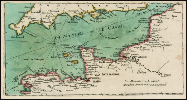 88-British Isles and France Map By Christian Friedrich von der Heiden