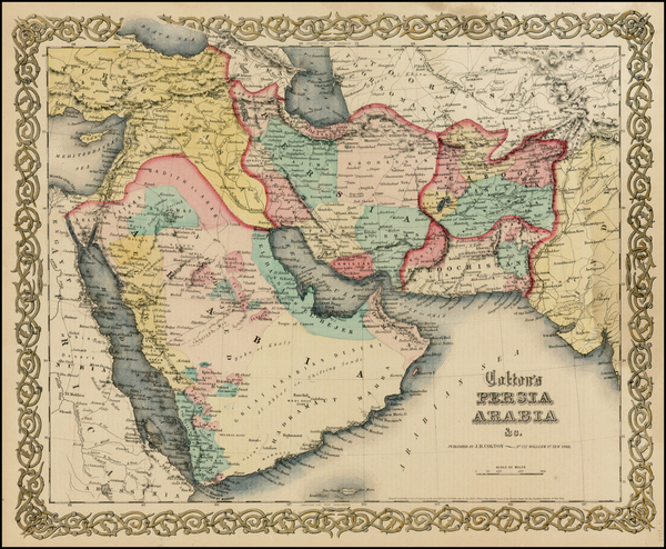 63-Central Asia & Caucasus and Middle East Map By Joseph Hutchins Colton