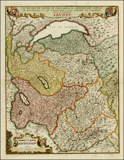 33-Switzerland, France and Italy Map By Nicolas de Fer