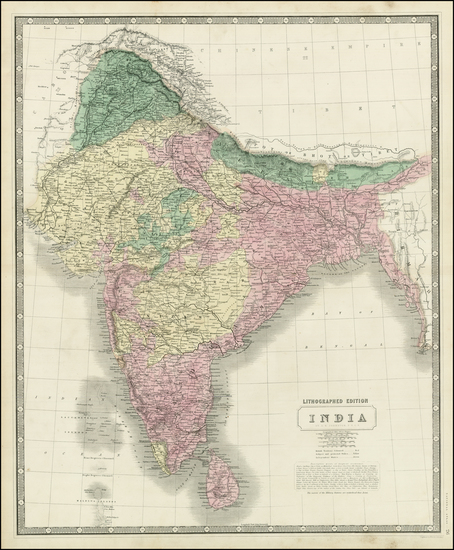 98-India and Central Asia & Caucasus Map By W. & A.K. Johnston