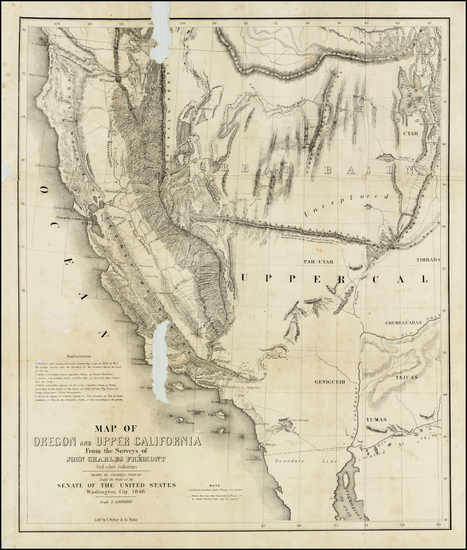 65-Southwest, Rocky Mountains and California Map By John Charles Fremont / Charles Preuss