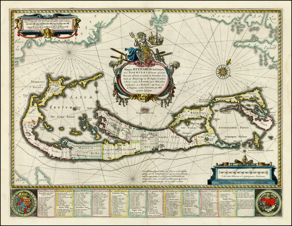 91-Atlantic Ocean and Caribbean Map By Willem Janszoon Blaeu