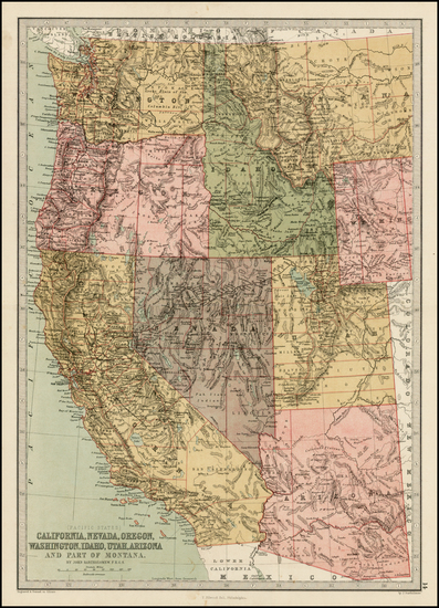 75-Southwest, Rocky Mountains and California Map By T. Ellwood Zell