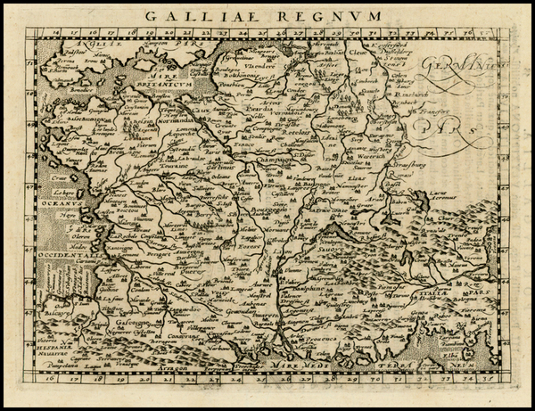 65-France Map By Giovanni Antonio Magini