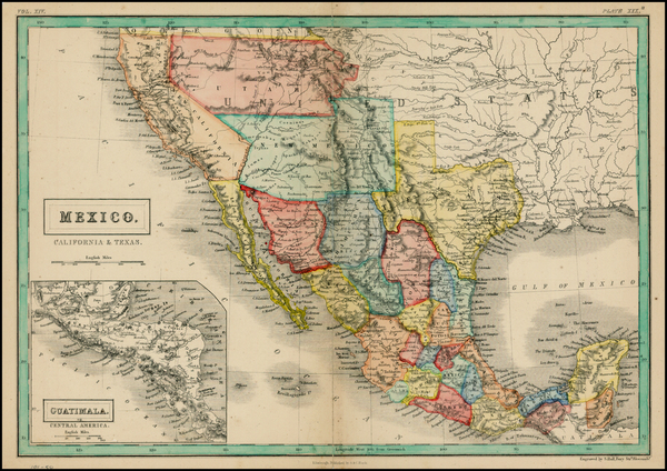 90-Texas, Southwest, Rocky Mountains, Mexico and California Map By Adam & Charles Black