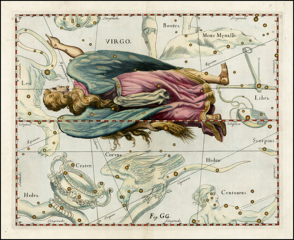 6-Celestial Maps Map By Johannes Hevelius