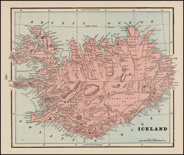 52-Iceland Map By George F. Cram