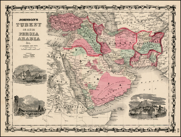 75-Middle East and Turkey & Asia Minor Map By Benjamin P Ward  &  Alvin Jewett Johnson