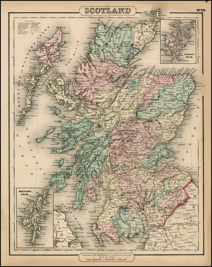 38-Scotland Map By Joseph Hutchins Colton