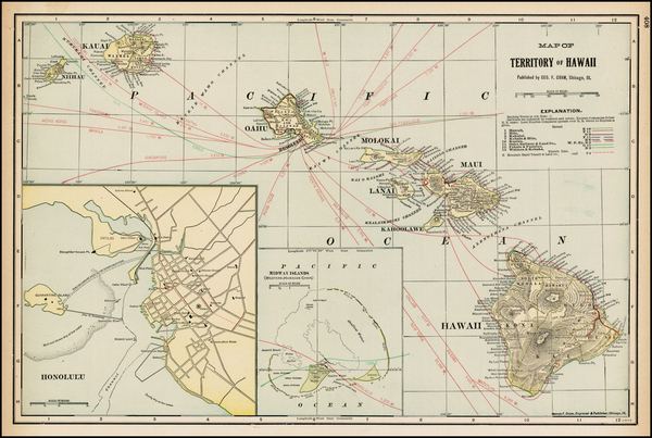 69-Hawaii and Hawaii Map By George F. Cram