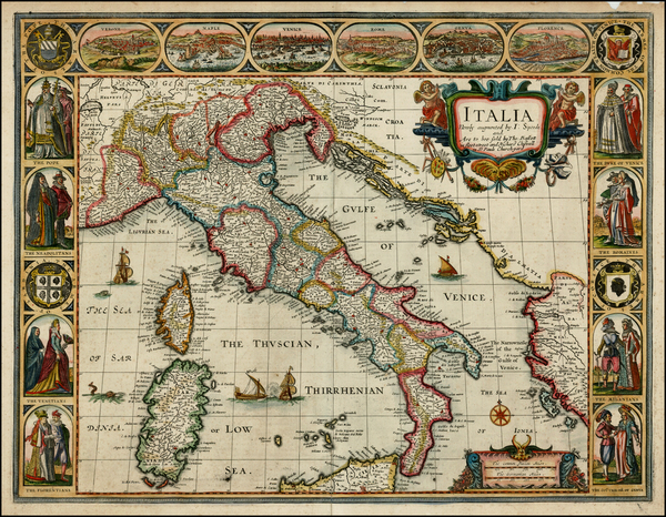 70-Balkans, Italy, Mediterranean and Balearic Islands Map By John Speed
