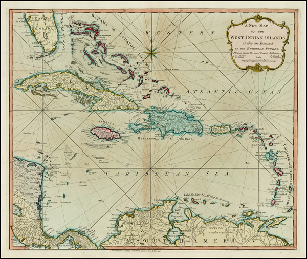 37-Caribbean Map By Richard Holmes Laurie  &  James Whittle