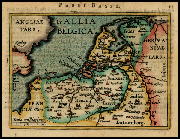 67-Netherlands Map By Abraham Ortelius / Johannes Baptista Vrients