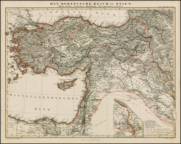 97-Middle East, Holy Land and Turkey & Asia Minor Map By Adolf Stieler