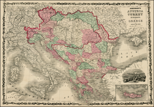 86-Hungary, Balkans, Turkey and Greece Map By Benjamin P Ward  &  Alvin Jewett Johnson