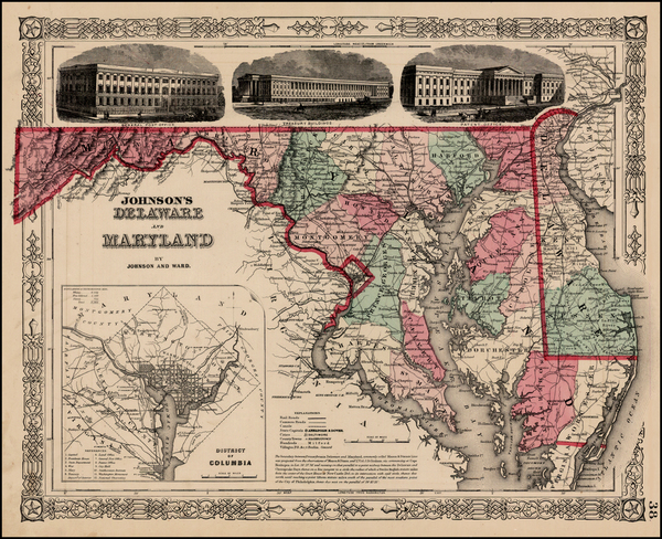 90-Mid-Atlantic Map By Benjamin P Ward  &  Alvin Jewett Johnson