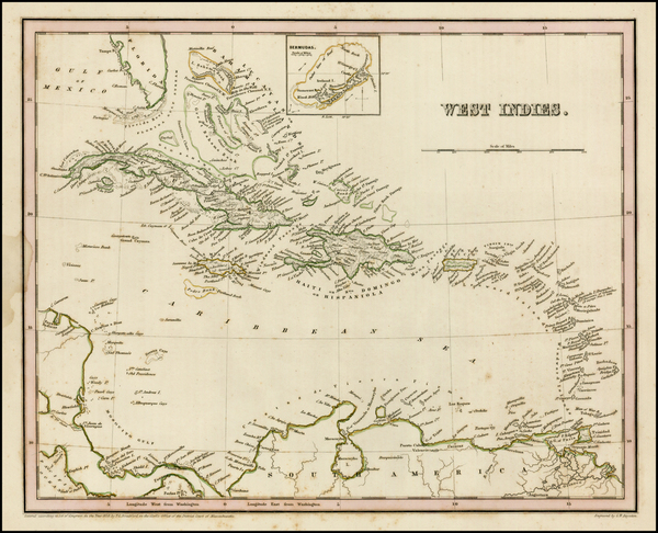 84-Caribbean Map By Thomas Gamaliel Bradford