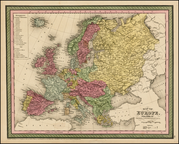 88-Europe and Europe Map By Thomas, Cowperthwait & Co.