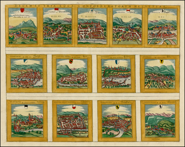 71-Switzerland Map By Georg Braun  &  Frans Hogenberg