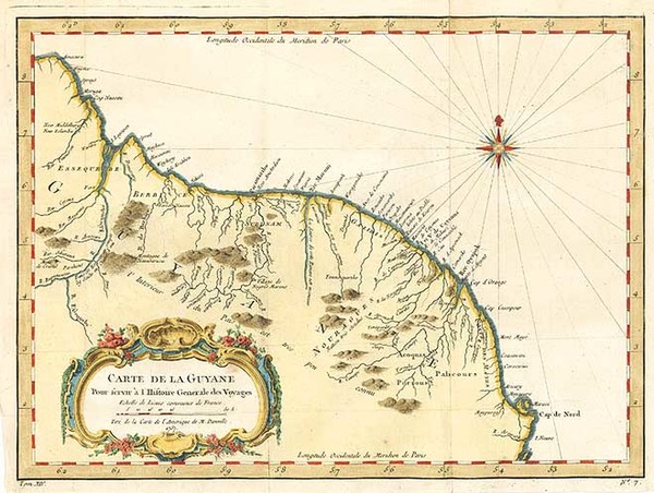 46-South America Map By Jacques Nicolas Bellin