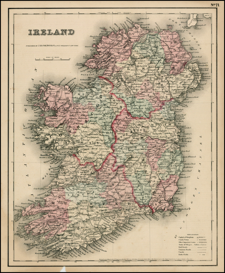 70-Ireland Map By Joseph Hutchins Colton