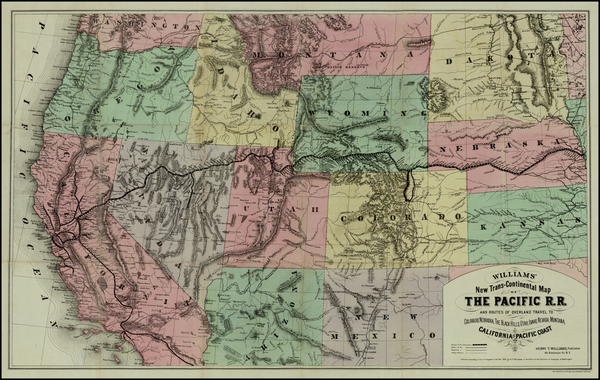 30-Plains, Southwest, Rocky Mountains and California Map By Henry T. Williams