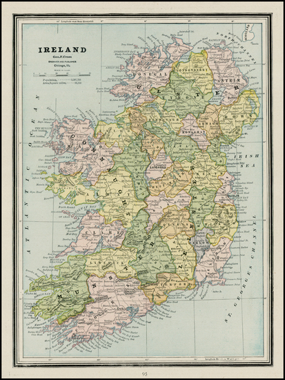 54-Ireland Map By George F. Cram