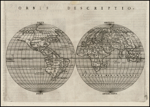 60-World and World Map By Girolamo Ruscelli