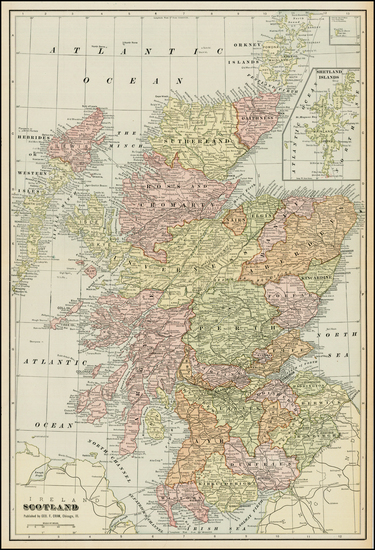 76-Scotland Map By George F. Cram